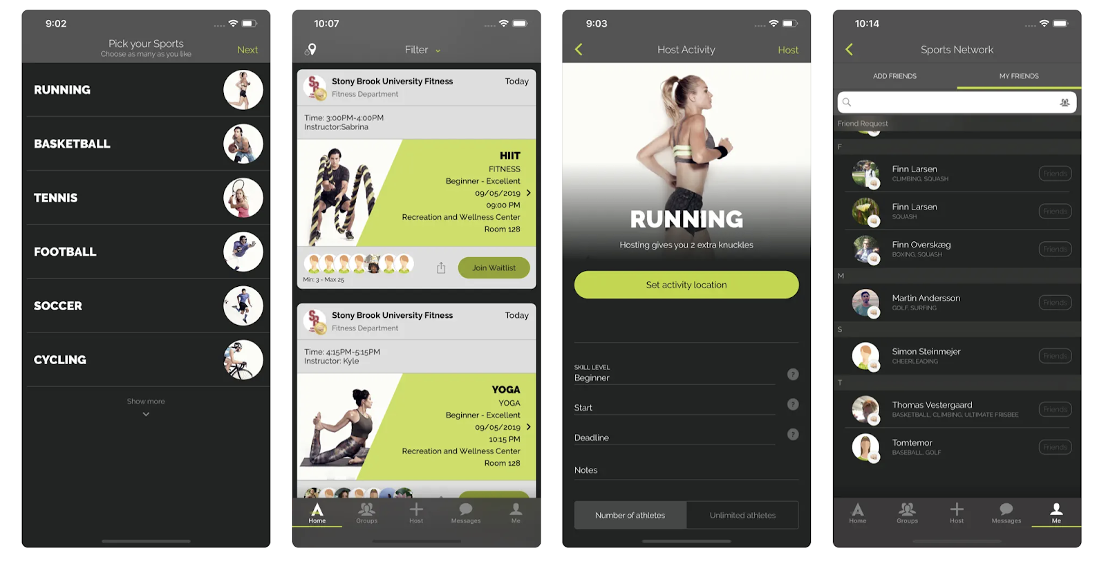 Apps voor vrienden: Atleto app interface