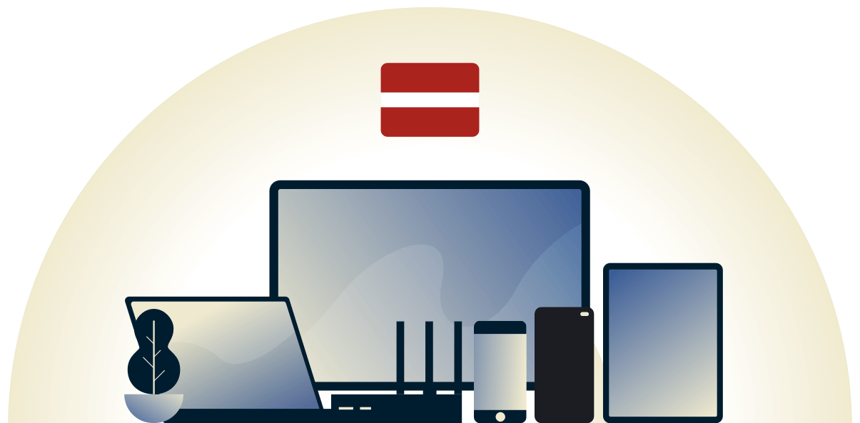 VPN pour la Lettonie protégeant une variété de dispositifs.